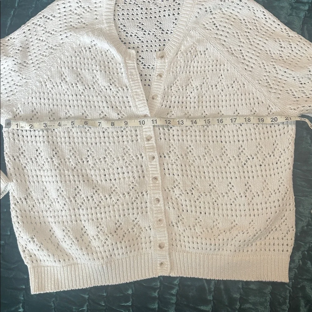 Sézane Capucine White Eyelet Knit Cardigan Sweater Small - Picture 3 of 8